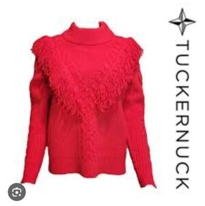 $168 Tuckernuck Red Fringe Caswell Sweater Size XS